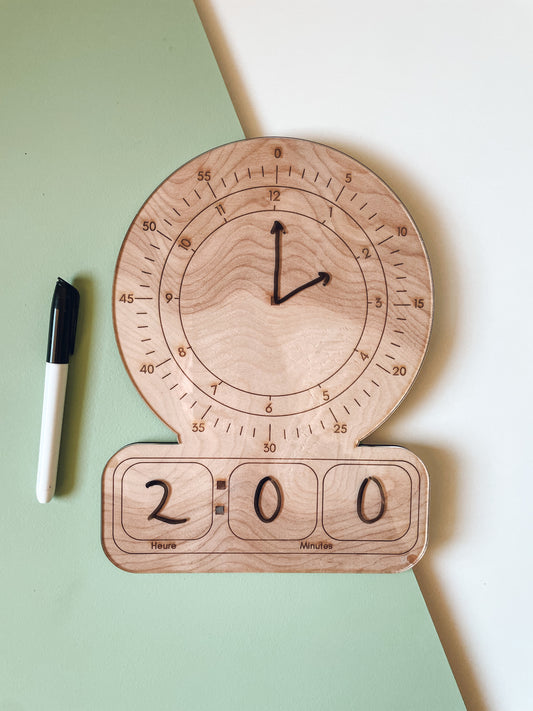 Tableau d’Apprentissage de l’Heure en Bois