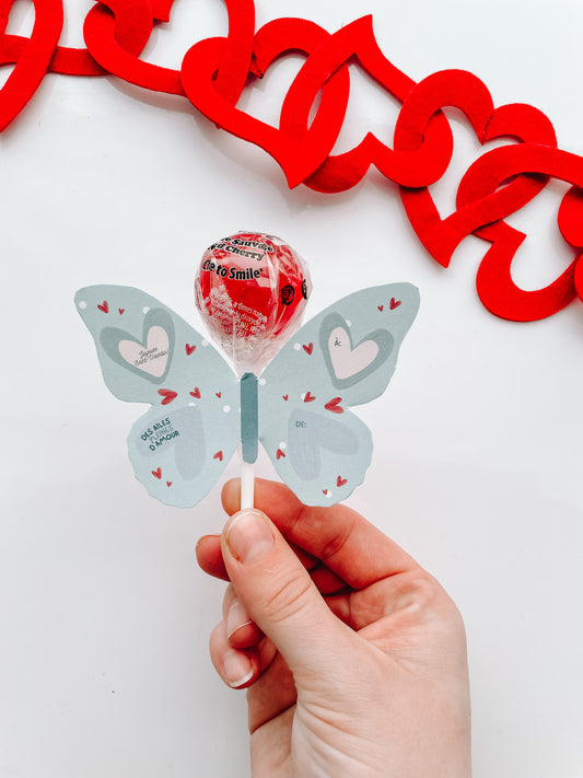 Carte Saint-Valentin papillon à sucette
