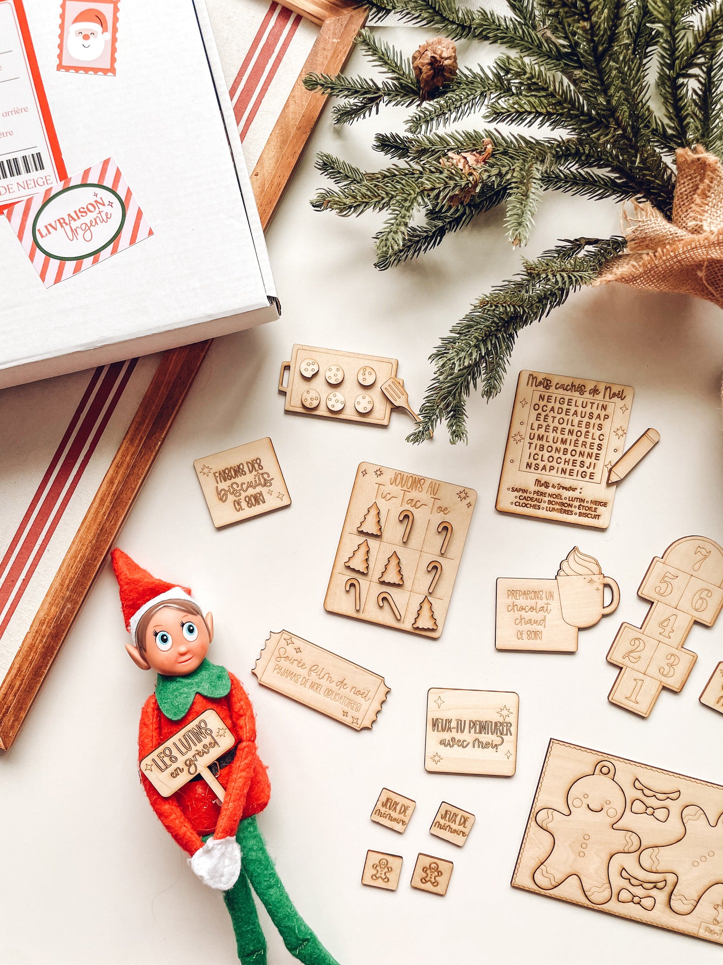 Kit Lutin de Noël – 24 Jours d’Activités (Emballé & Prêt à Utiliser)