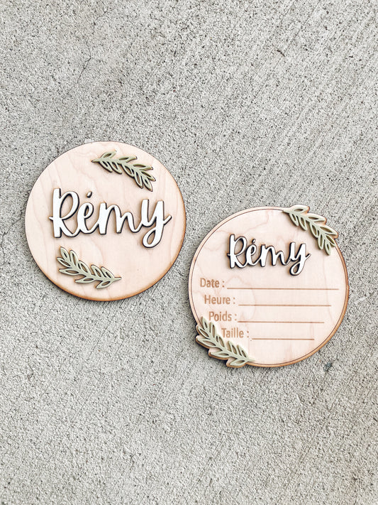 Pancarte de naissance personnalisée