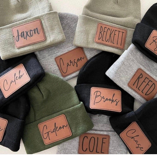 Personalized Name Beanie with Engraved Patch