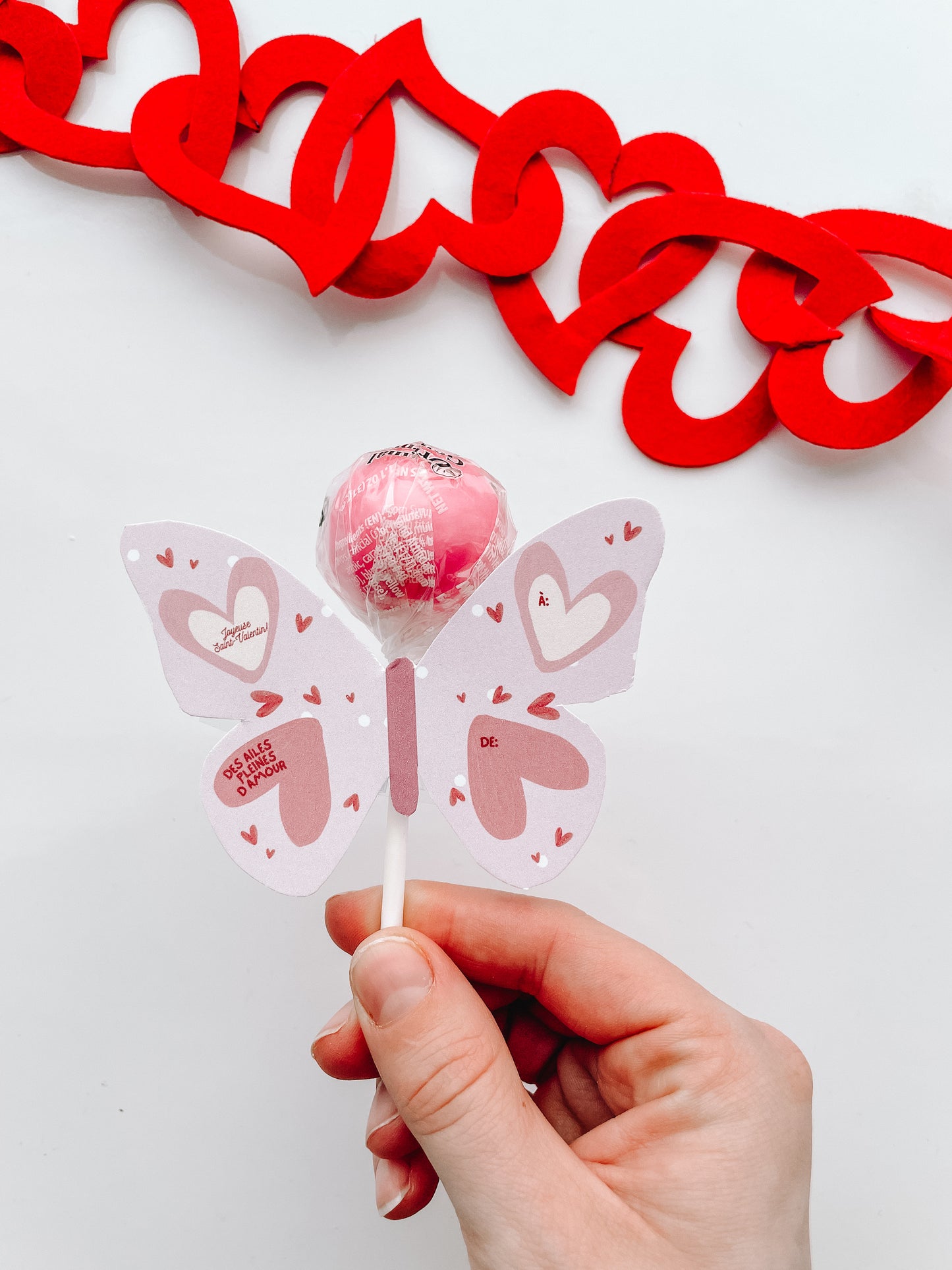 Carte Saint-Valentin papillon à sucette