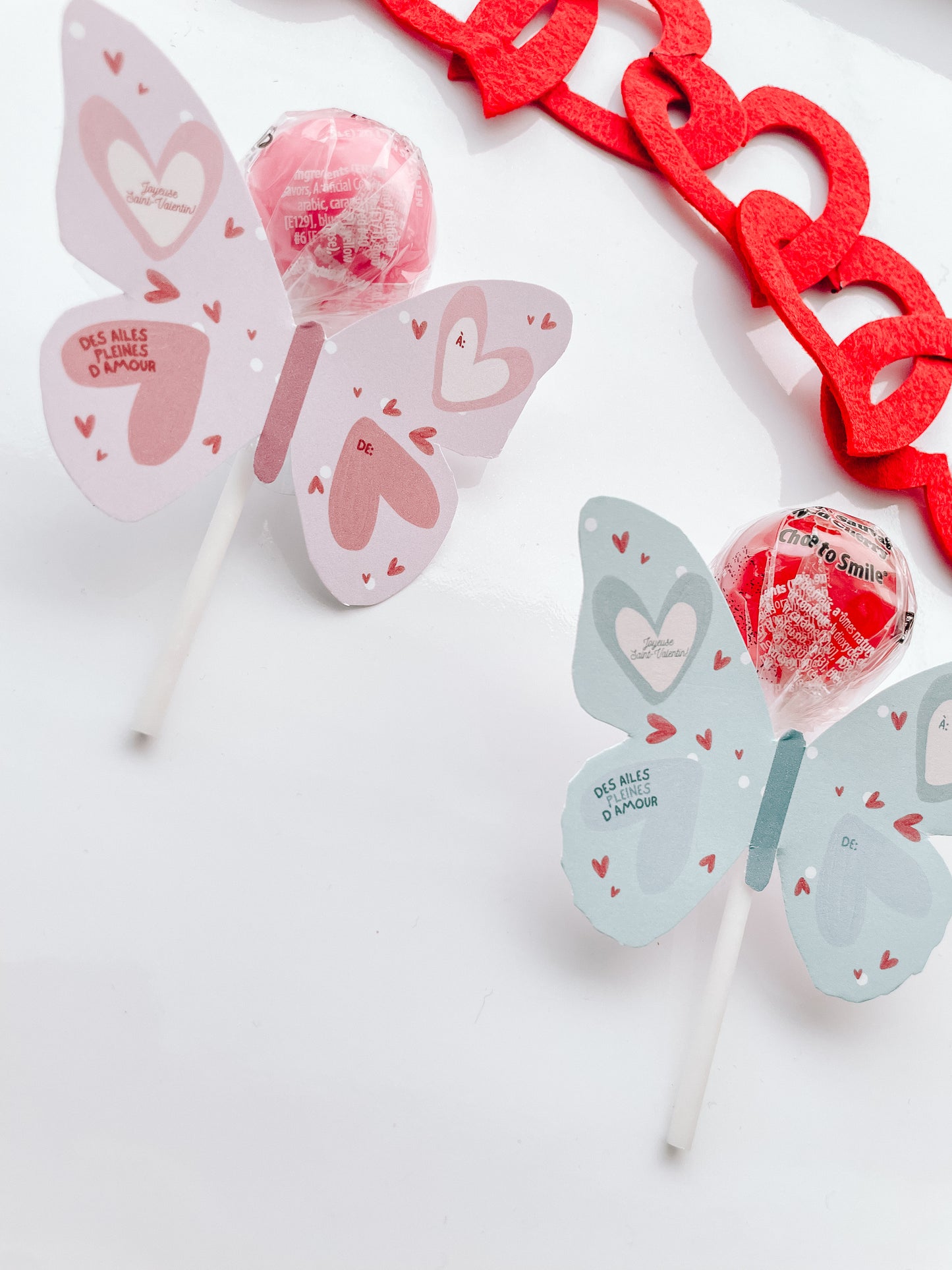 Carte Saint-Valentin papillon à sucette