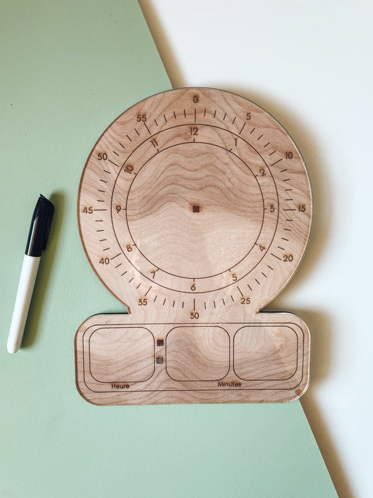 Tableau d’Apprentissage de l’Heure en Bois