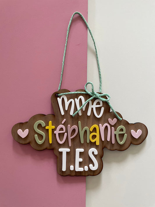 Enseigne de porte en bois personnalisée